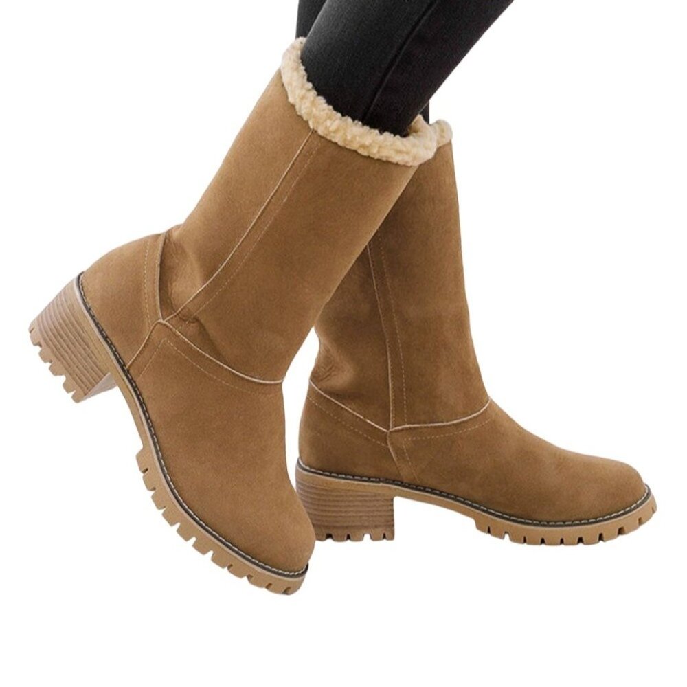 ROSY - Camel Plush-Lined Fold-Over Winter Boot - Picture 4 of 7